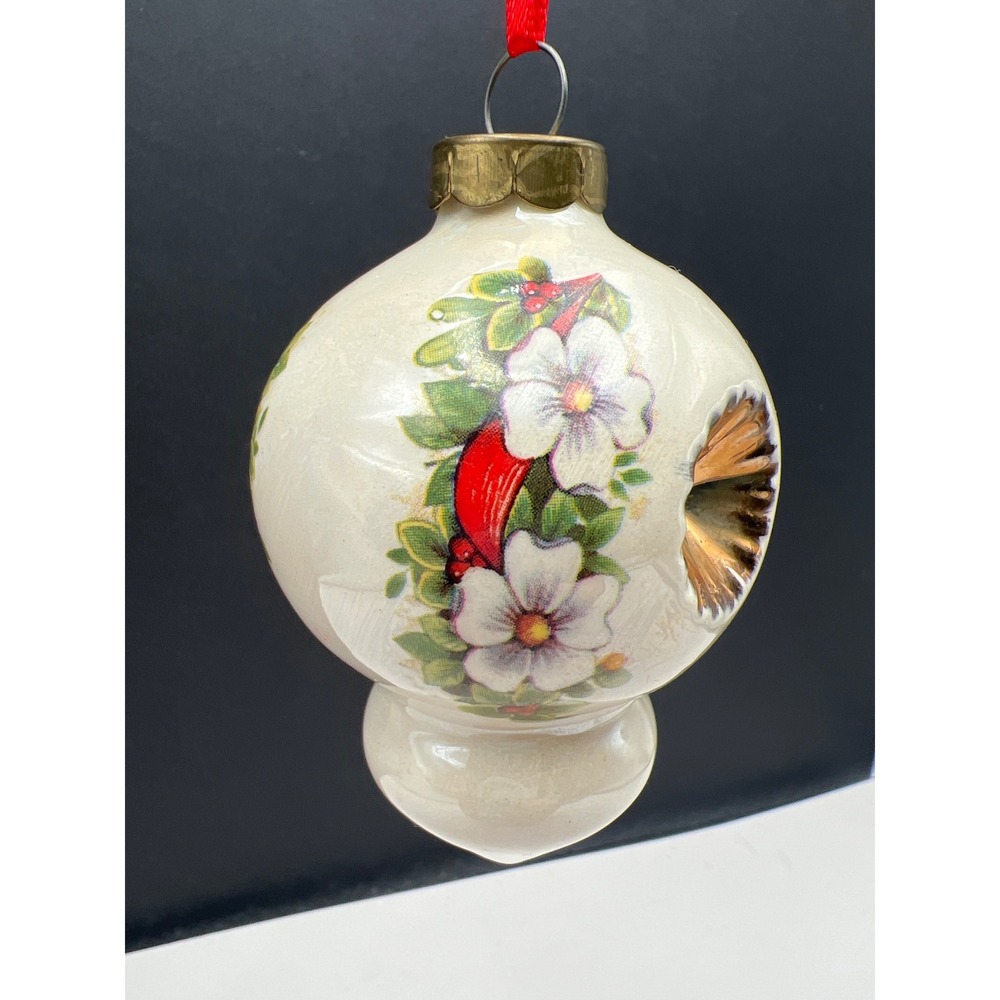 Vintage Ceramic Floral Christmas Ornament Teardrop‎ Reflector indent - Picture 3 of 5